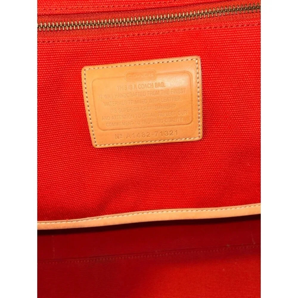Coach Bleecker Orange Canvas &‎ Tan Leather Beach Unisex Tote Bag 71321 5825 - Picture 8 of 12